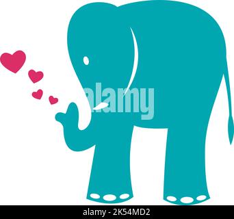 Vector image of an elephant and heart on a white background. Vector. Easy editable layered vector illustration. Wild Animals. Stock Vector