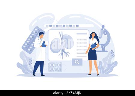 Pyelonephritis flat vector illustration. Kidney infection Stock Vector