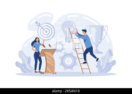 Business project start up process, start up idea launching, project management, start up launch teamwork Stock Vector
