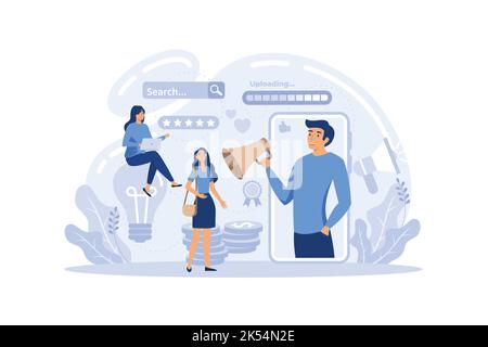 Trend watcher concept. Specialist in tracking the emergence of new business trends. Trend analysis and project promotion. Stock Vector