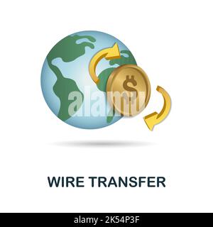 wire transfer line icon, outline symbol, vector illustration, concept ...