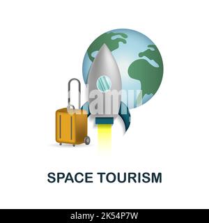 Space Tourism icon. 3d illustration from future technology collection. Creative Space Tourism 3d icon for web design, templates, infographics and more Stock Vector