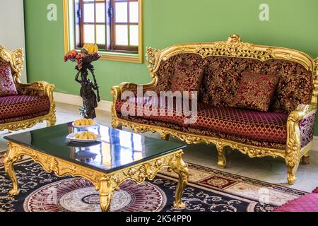 Luxurious red sofa, expensive luxury. isolated, decoration Stock Photo
