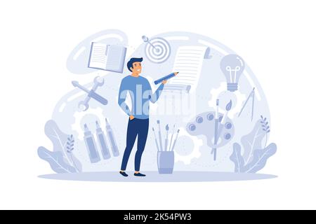 Creative thinking abstract concept vector illustration. Startup accelerator, team brainstorming, idea management, project management, startup collabor Stock Vector