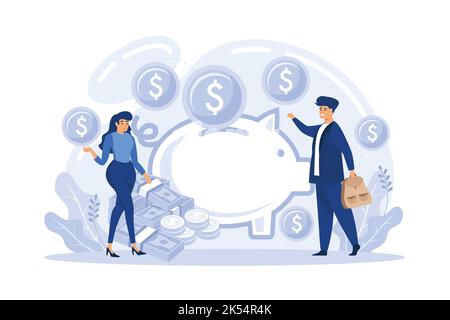 Crowdfunding. Cooperation and teamwork abstract concept. Stock Vector