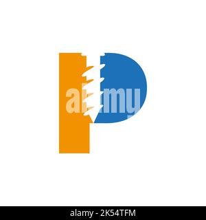 Letter P Screw Logo Template For Construction Ironmonger  Symbol Design Stock Vector