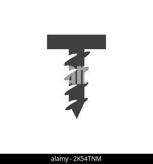 Letter T Screw Logo Template For Construction Ironmonger  Symbol Design Stock Vector