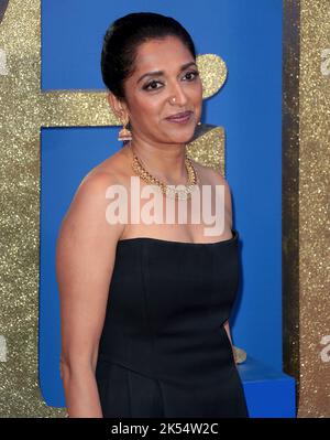 Oct 05, 2022 - London, England, UK - Sindhu Vee attending 66th BFI London Film Festival Opening Gala - World Premiere of Roald Dahl's Matilda The Musi Stock Photo