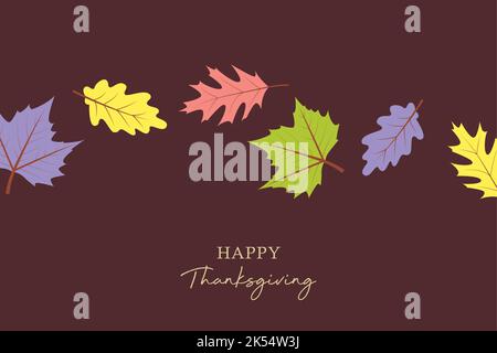 happy thanksgiving greeting card with autumn leaves Stock Vector