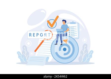 Vision and scope document abstract concept vector illustration. Vision statement, scope document, main plan, project management, software business ana Stock Vector