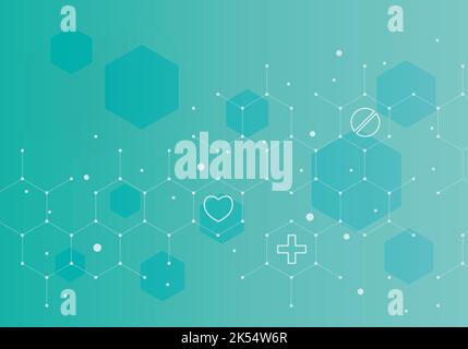medical background with elements in honeycombs illustration Stock Vector