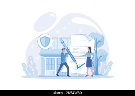 House property insurance. Vector insurance and care family. Stock Vector