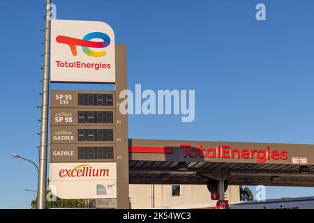 Calais, France - October 06, 2022 : Totalenergies gas station closed due to fuel shortages. Stock Photo