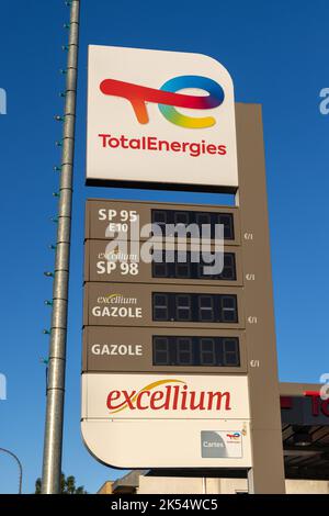 Calais, France - October 06, 2022 : Totalenergies gas station closed due to fuel shortages. Stock Photo