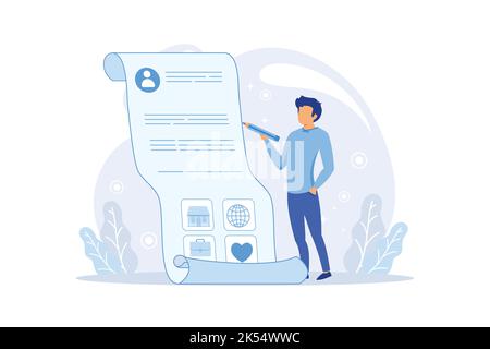 a person using a smartphone to fill out a registration form. registration, register, fill in personal data. use the application. Stock Vector