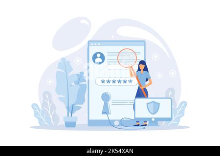 2-Step authentication illustration web page. for websites, landing pages, mobile applications, posters and banners. Modern Flat Illustration Stock Vector