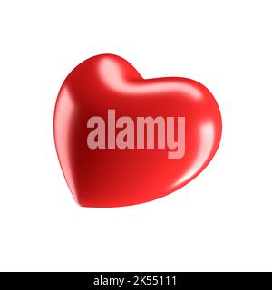 Red heart isolated on white background. 3d illustration. Stock Photo