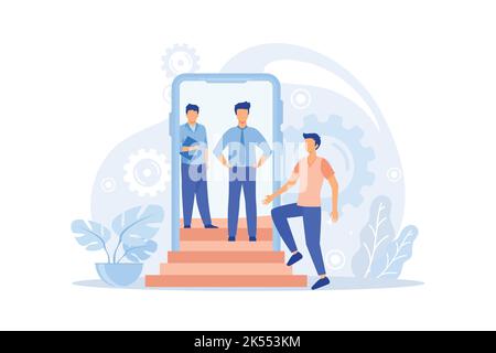 Man having a conference call with his business team online, telecommuting, remote work and business communications concept Stock Vector