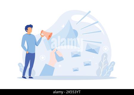 Vector illustration of Outbound marketing, Offline promotion business strategy. Stock Vector