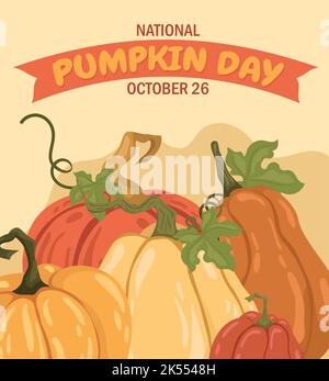 Set flat drawn pumpkins of autumn collection Stock Vector