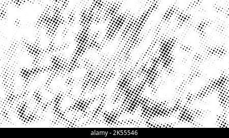 Grunge halftone background. Dirty comic pixelated texture. Abstract spotted and painted wallpaper. White and black canvas. Vector  Stock Vector