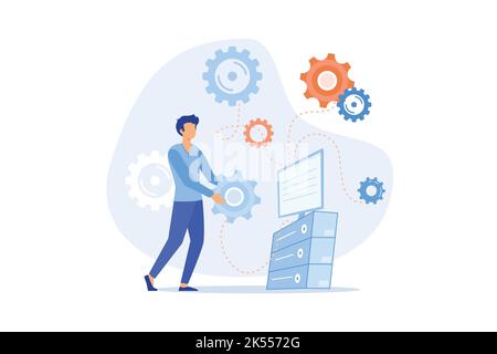 Industrial automated arm for business process automation. mechanical industrial automate. working with business automation, modern technical equipment Stock Vector