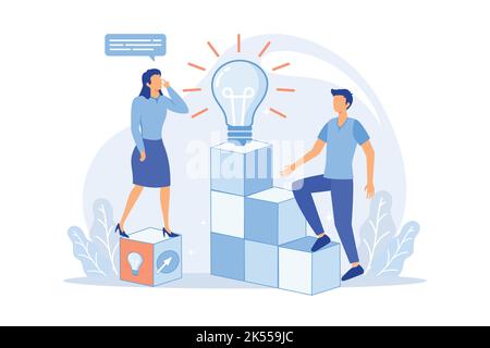 Box with Light Bulb, Stationery, Media Icons Think outside the box, creativity to create different business idea or motivation and innovation concept, Stock Vector