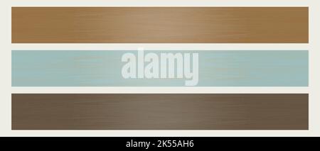 Wooden planks set, blue cyan tones, horizontal plank, blank wooden plank for signboard decoration. High quality illustration Stock Vector