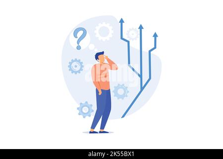 Choice Decision making, finding solution, multiple possibilities, freedom of choice, no-brainer, difficulty of choosing, management Flat vector Modern Stock Vector