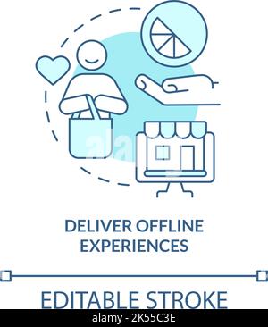 Deliver offline experiences turquoise concept icon Stock Vector