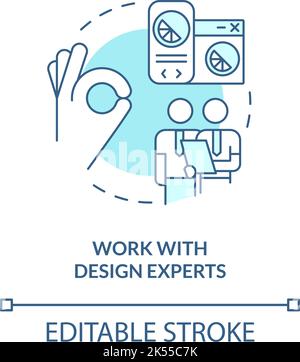 Work with design experts turquoise concept icon Stock Vector