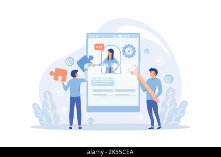 FAQ website support page, guides page. frequently asked questions or questions and answers, client or customer support, product and service informatio Stock Vector