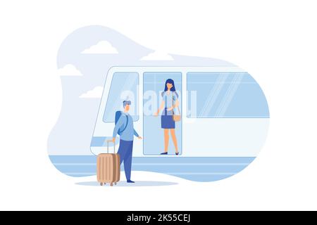 Urban transport ublic transport system, urban busy roads, car traffic, platform of subway station, bus stop, people waiting, metro railway Flat vector Stock Vector