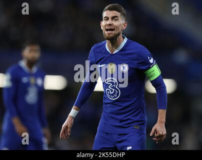 London, England, 5th October 2022. Jorginho of Chelsea during the UEFA Champions League match at Stamford Bridge, London. Picture credit should read: Paul Terry / Sportimage Stock Photo