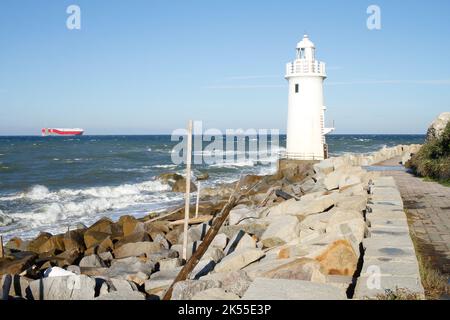 Irago, Aichi, Japan, 2022/24/09 - Cape Irago Lighthouse (Iragomisaki Todai). This white-walled lighthouse, built at the tip of the Atsumi Peninsula, o Stock Photo