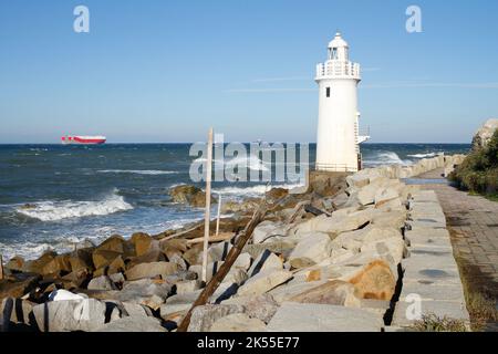 Irago, Aichi, Japan, 2022/24/09 - Cape Irago Lighthouse (Iragomisaki Todai). This white-walled lighthouse, built at the tip of the Atsumi Peninsula, o Stock Photo