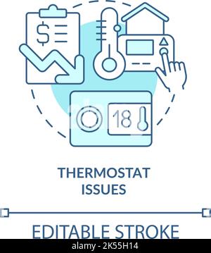 Thermostat issues turquoise concept icon Stock Vector