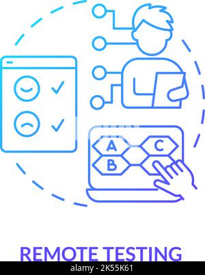 Remote testing session blue gradient concept icon Stock Vector