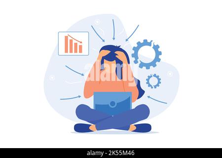 Frustration Depression treatment, frustration management, anxiety and anger control, emotionally intelligent habits, mental health problem flat design Stock Vector