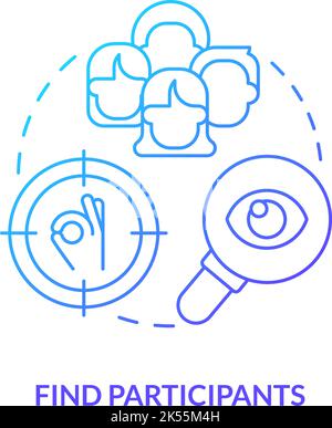 Find participants blue gradient concept icon Stock Vector
