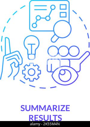 Summarize results blue gradient concept icon Stock Vector