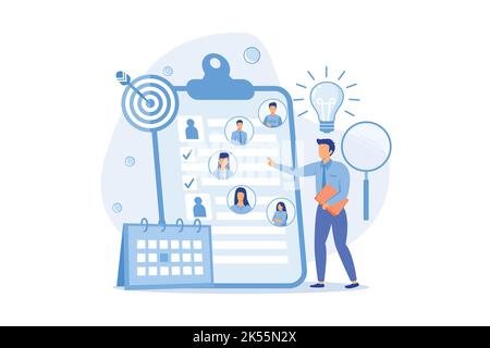 Project management Business analysis, planning process, project management software, waterfall method, agile methodology, IT professional flat design Stock Vector