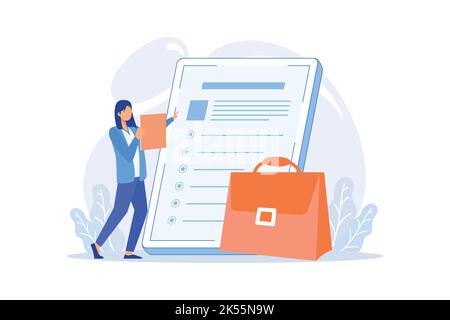 Start career, company website, work with us, navigation menu bar design, UI, webpage element, apply for job, careers site tab flat design modern illus Stock Vector
