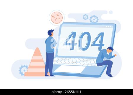 404 error abstract concept 404 template, browser download failure, page not found, server request, unavailable, website communication problem flat des Stock Vector