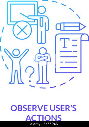 Observe user actions blue gradient concept icon Stock Vector