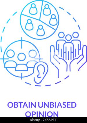 Obtain unbiased opinions blue gradient concept icon Stock Vector