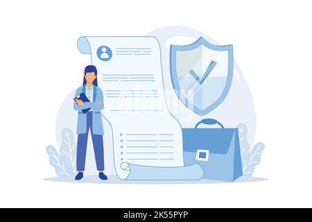 Unemployment insurance Unemployment benefits, lost job, tired stressed businessman, claim form, workers compensation, paper work, interview flat desig Stock Vector