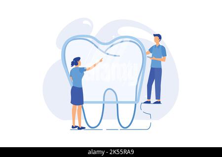 Teeth wear silicone trainer Invisible orthodontic braces, silicon teeth wear, dental training, dental care, crowded tooth treatment method flat design Stock Vector