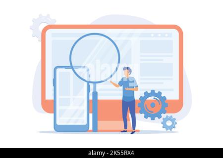 Web design. Production and maintenance of websites. Web graphic, interface design, responsive website. Software engineering and development colorful i Stock Vector