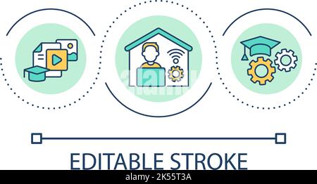 Study for degree at home loop concept icon Stock Vector
